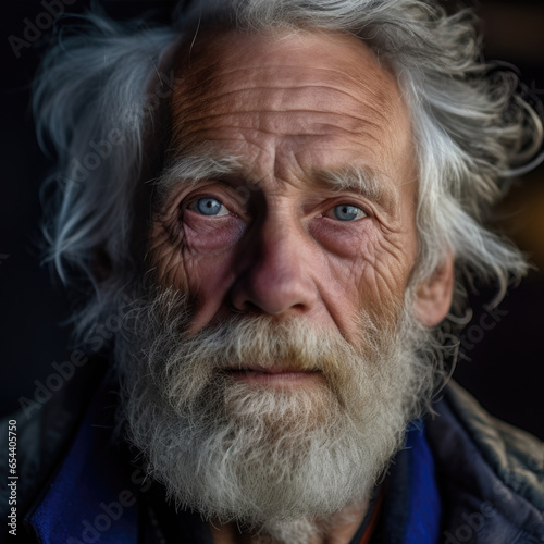 collage portrait of old middle aged man beggar look up dream hoping for great future.concept