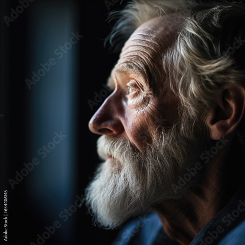 collage portrait of old middle aged man beggar look up dream hoping for great future.Concept
