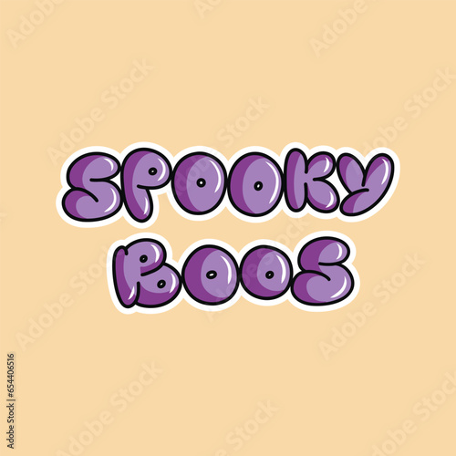 Vector groovy retro illustration for Halloween with the inscription Spooky Boots in retro style