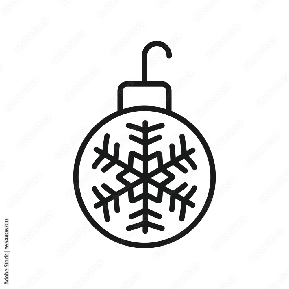 Obraz premium Christmas bauble ball linear icon. New year tree toy vector sign. Hanging xmas bauble toy ball icon. Christmas ball icon. Decorative tree toy vector symbol. 