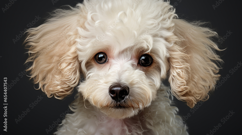 Realistic portrait of mini Poodle dog. AI generated Realistic portrait of mini Poodle dog. AI generated