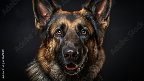 Realistic portrait of german shepherd dog. AI generated