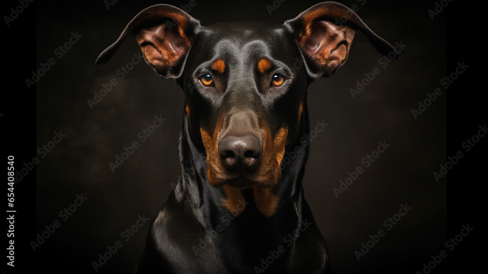 Realistic portrait of Doberman dog. AI generated Realistic portrait of Doberman dog. AI generated