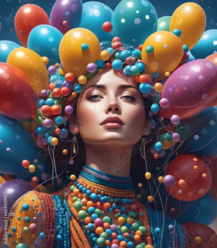 Lady Adorned With Balloons