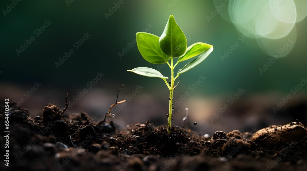 seedlings growing in the soil Starting point for planting forests new beginning concept. Generative Ai seedlings growing in the soil Starting point for planting forests new beginning concept. Generative Ai