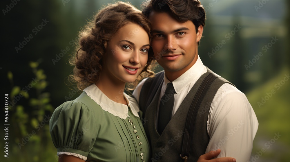 Young couple dressed in retro style. Young couple dressed in retro style.