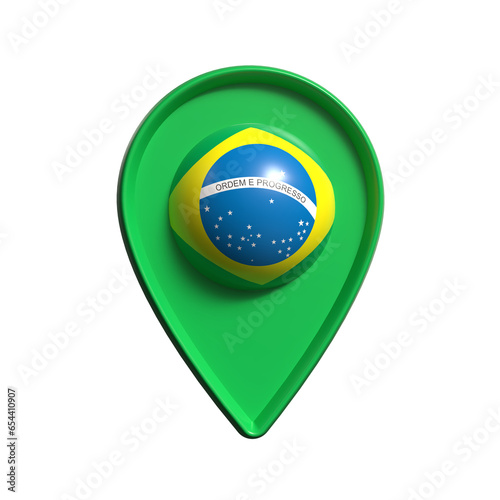 3d address location tag with Brazil flag