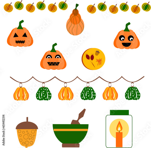 Set di elementi decorativi di autunno e di Halloween 