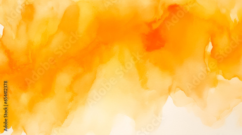 Abstract orange watercolor background. Texture of watercolor paint on paper