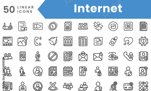 Set of linear Internet icons. Outline style vector illustration