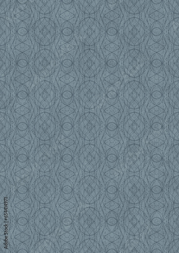 Hand-drawn unique abstract symmetrical seamless ornament. Dark blue on a light blue background. Paper texture. Digital artwork, A4. (pattern: p10-2f)