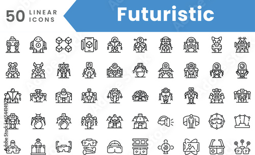 Set of linear Futuristic icons. Outline style vector illustration