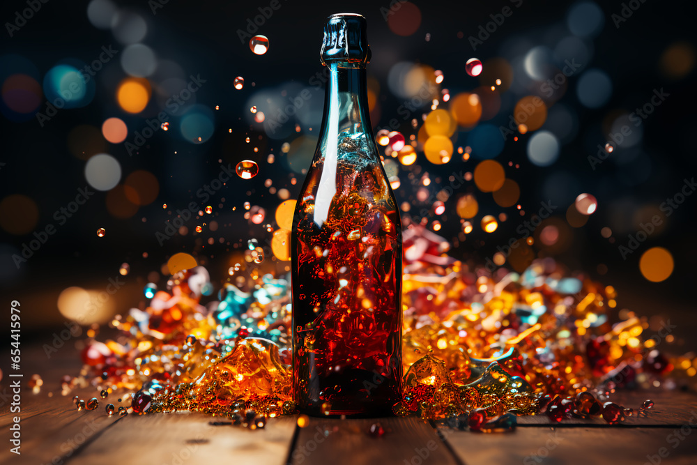 Colorful confetti filled in a bottle Colorful confetti filled in a bottle