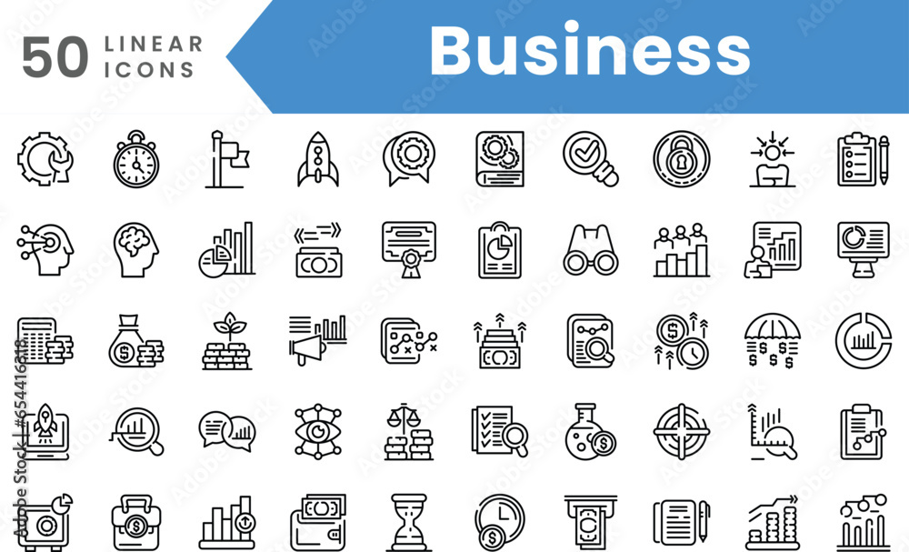 Set of linear Business icons. Outline style vector illustration