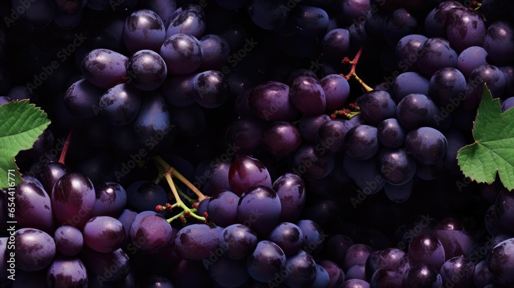 Grapes, berries and leaves