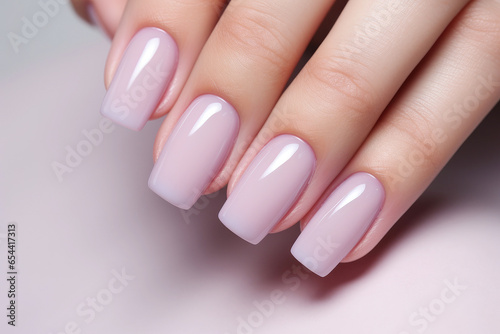A close-up of a professionally done pink manicure