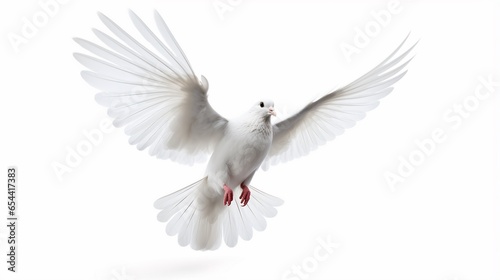 flying dove isolated on white 