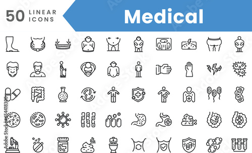 Set of linear Medical icons. Outline style vector illustration