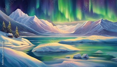 Admiring the Aurora Borealis: A Polar Lights Landscape