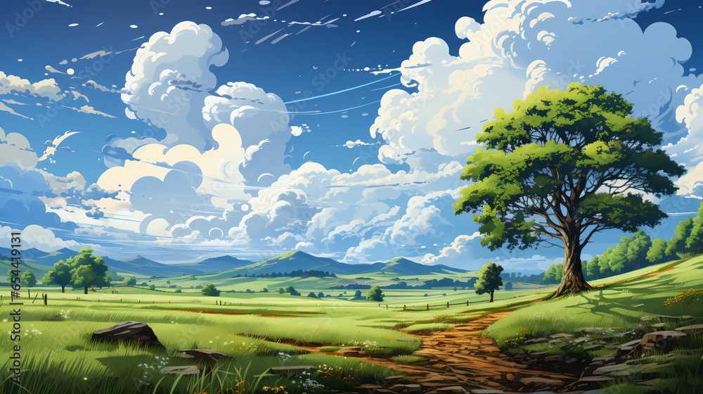 Fototapeta premium landscape with trees and sky