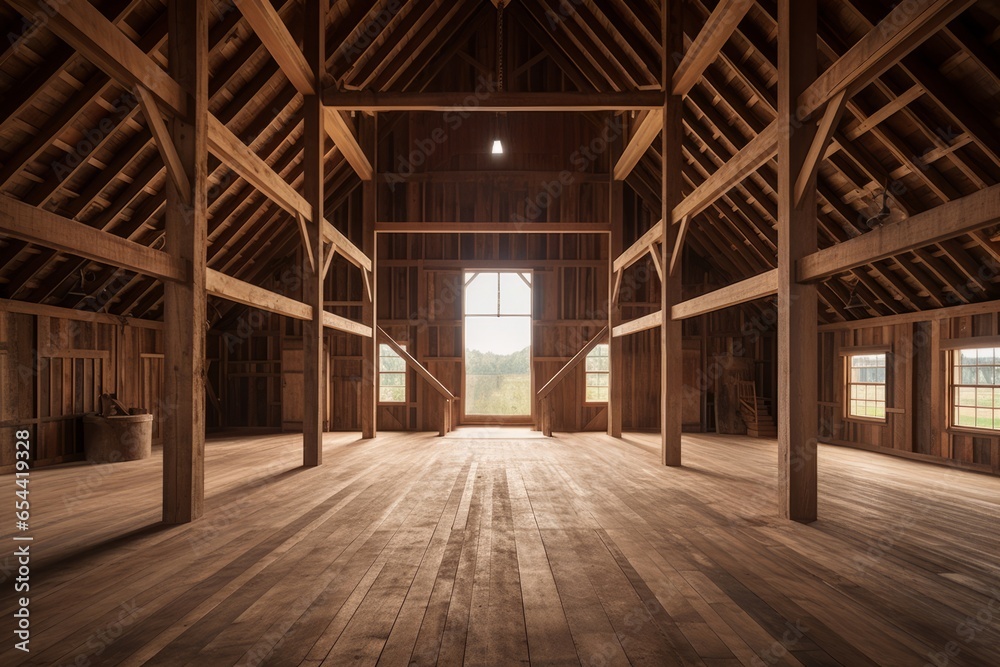 Interior of a barn construction
