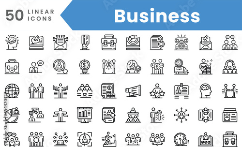 Set of linear Business icons. Outline style vector illustration