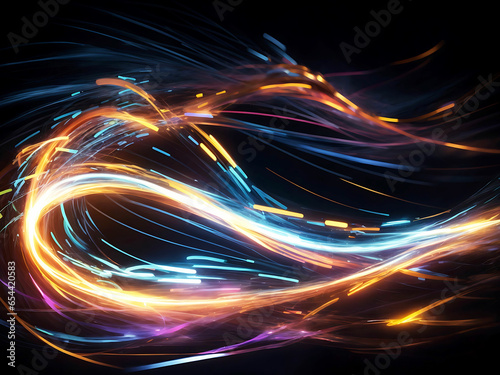 Abstract colorful speed background with lines in shape of track turn