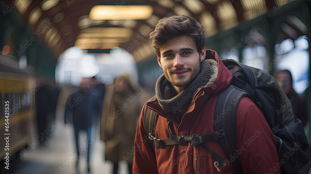 Traveler at the train station Traveler at the train station