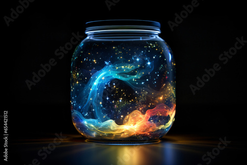 Outer space in closed glass jar