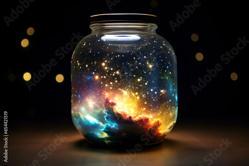 Outer space in closed glass jar