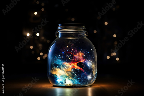 Outer space in closed glass jar
