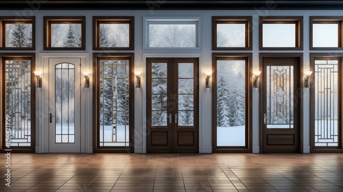 Elevate your designs with our set of modern doors. Crafted from solid wood and featuring double-glazed windows  these doors bring style and functionality to any architectural vision