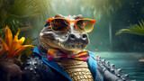 close up of a crocodile alligator funny with glasses desktop wallpaper