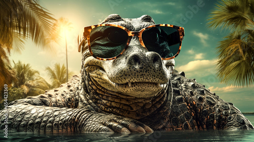 close up of a crocodile alligator  funny with glasses desktop wallpaper