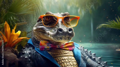 close up of a crocodile alligator funny with glasses desktop wallpaper photo
