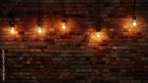 Embrace the vintage vibe  an aged brick wall lit by cozy bulb lights for timeless appeal