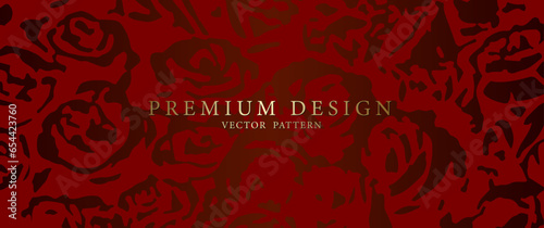 Premium red and gold cover design with floral pattern. Luxury background cover design, invitation, poster, flyer, wedding card, luxe invite, business banner, prestigious voucher.