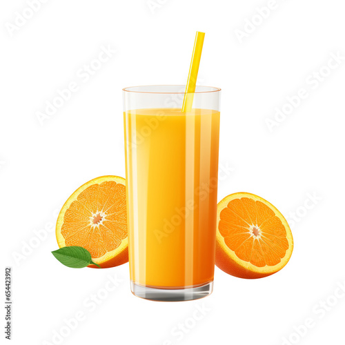 A glass of orange juice isolated on transparent background