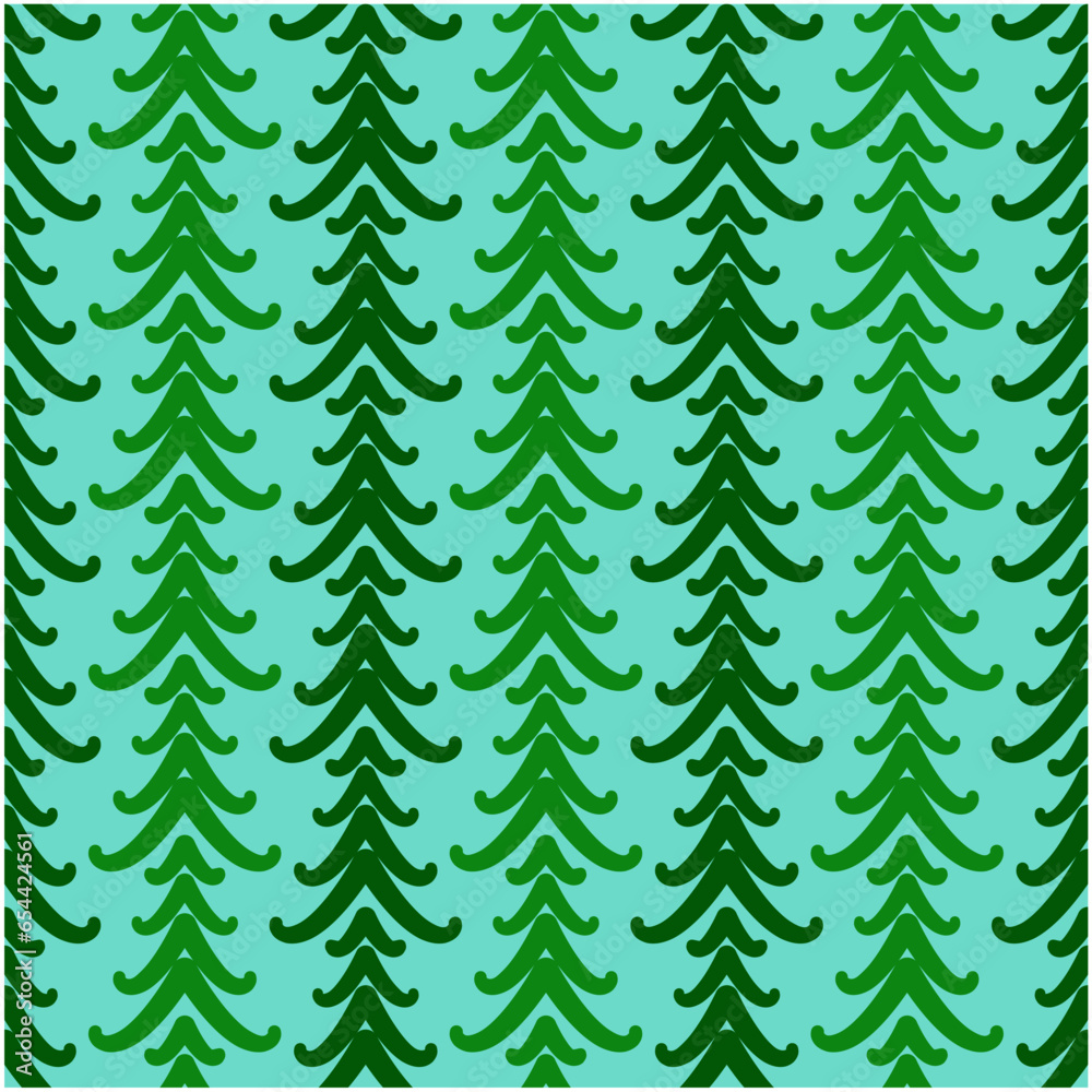 vector pattern seamless of curved sloping lines at the bottom end that are arranged like a pine tree with a green color combination, easy editing to change color