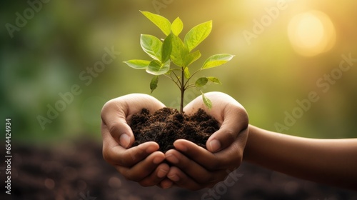 Environment Earth Day in the hands of trees growing see