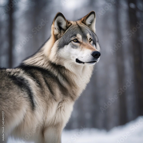 gray wolf in snow