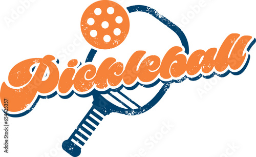 Vintage Style Pickleball Sports Stamp Design