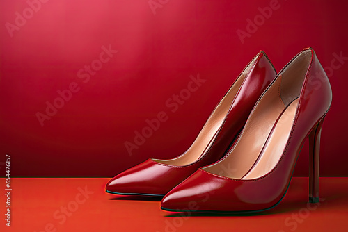 red high heels shoes on red background 