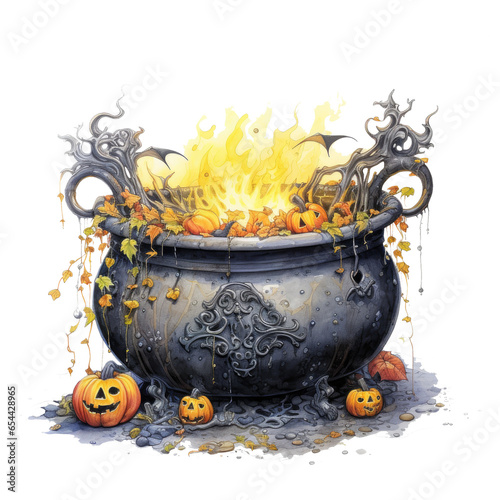 Halloween Illustration, clip art, Web design, Watercolor illustration, PNG, generative ai photo