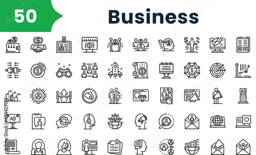 Set of outline business Icons. Vector icons collection for web design, mobile apps, infographics and ui