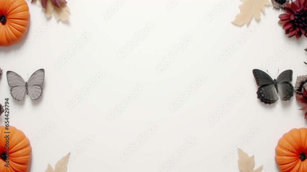 Fototapeta premium Autumn leaves on a minimal white background.