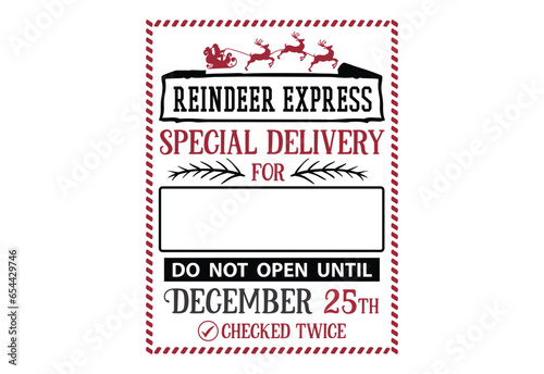 Reindeer Express Special delivery, North Pole Post office design, Special Delivery, Santa Sack design, Santa gift bag, Christmas bag