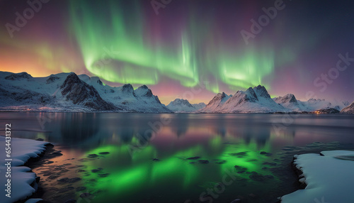Admiring the Aurora Borealis: A Polar Lights Landscape