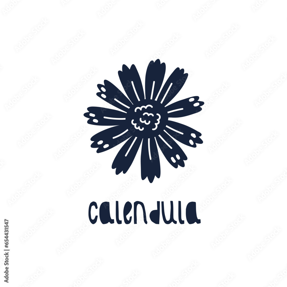 Black and White label spice herb calendula Black and White label spice herb calendula