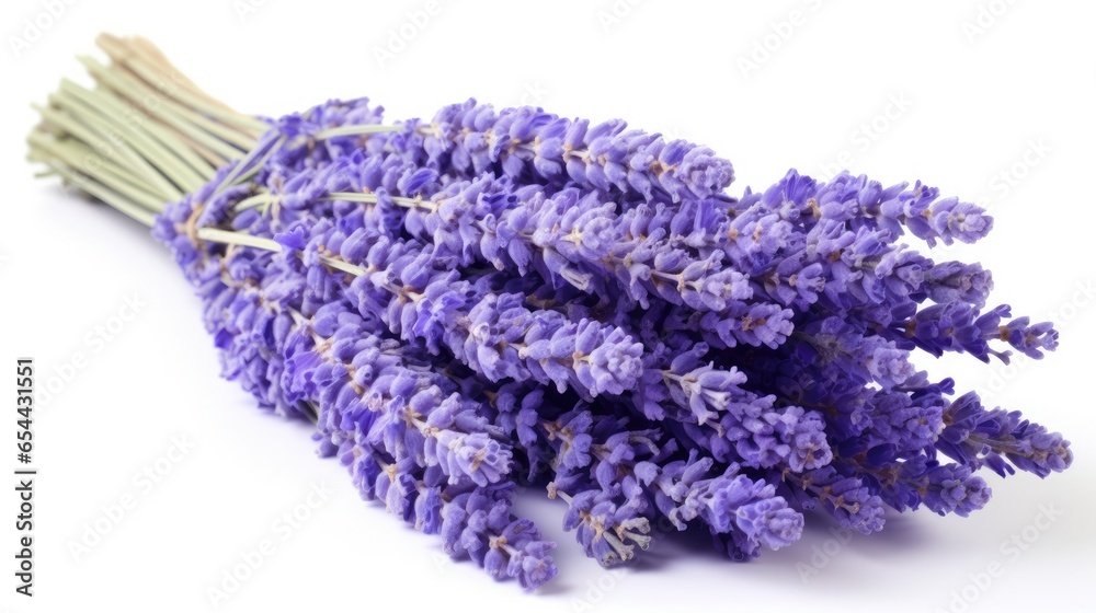 Fototapeta premium Fresh lavender flowers isolated on white background, top view